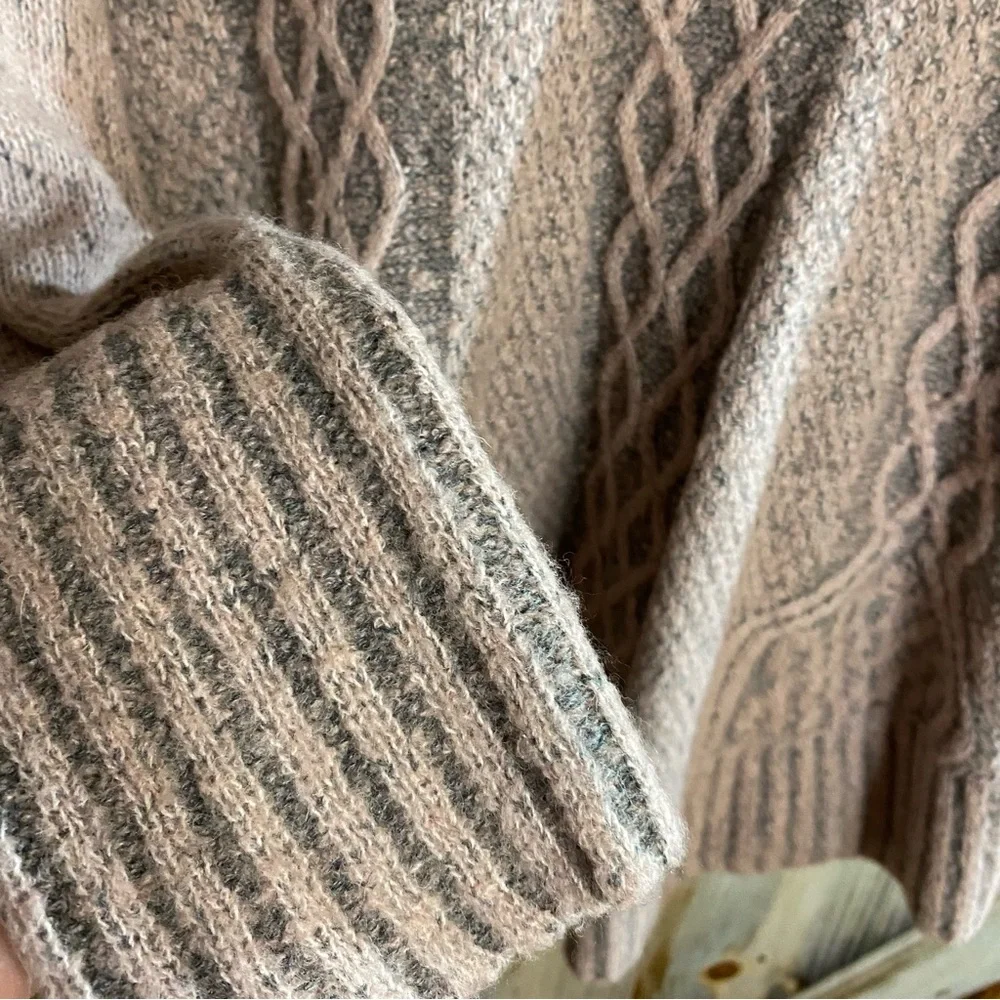 Anthropologie Kaisley Wool Blend Cowl Neck Sweater Long Soft Stretchy Pink Gray - Picture 5 of 8